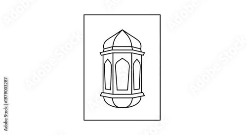 Islamic Lantern Icon Outline, Ramadan Kareem Decorative Element, Arabic Style Lamp Vector