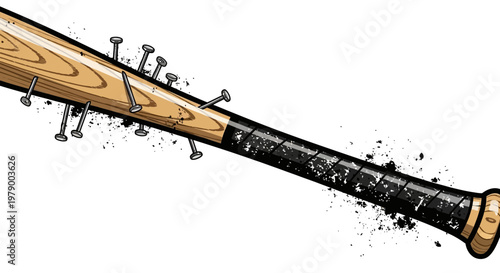 Baseball Bat with Nails