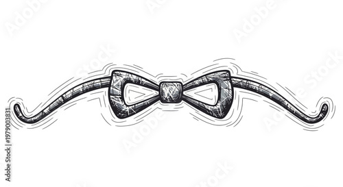 Hand-drawn bow tie divider, vintage style, black and white