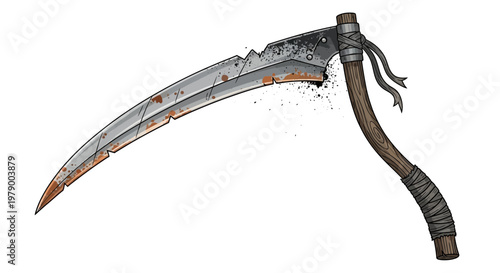 Rusty Scythe Weapon, Grim Reaper Tool, Medieval Agriculture Tool