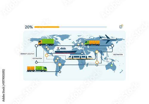 Global logistics and supply chain management with different modes of transportation and distribution