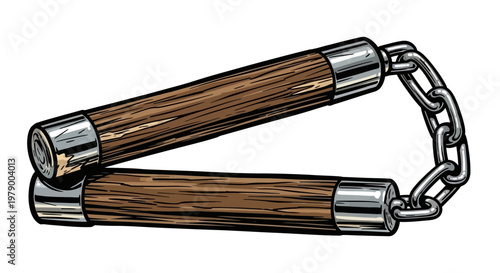 Wooden Nunchaku Weapon