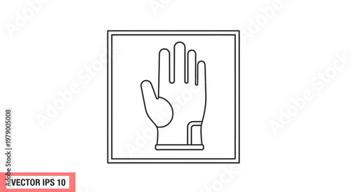Glove Icon, Hand Protection Symbol, Safety Equipment Line Art