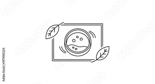 Eco-friendly skincare ingredient in petri dish with leaves, science concept