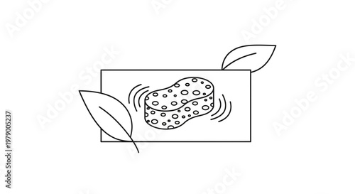 Eco-friendly sponge cleaning icon with leaves, representing sustainability and natural cleaning.