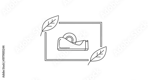 Eco-friendly Tape Dispenser with Leaves and Frame Icon