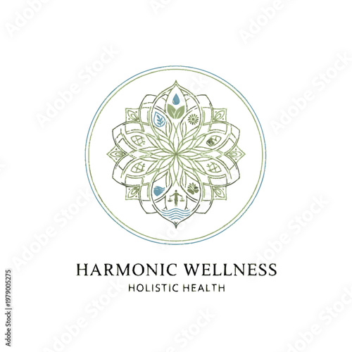 Harmonic Wellness Holistic Health Mandala Logo.