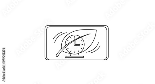 Eco-friendly time management concept: clock with leaf symbol on screen