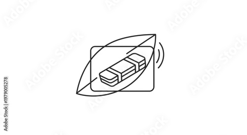 Eco-friendly technology concept: USB drive with leaf and signal waves, clean energy symbol