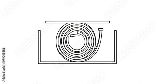 Coiled Hose in Container with Shelf Above, Storage Solution Icon