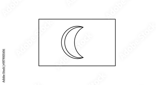 Crescent Moon Icon on White Background, Simple Geometric Symbol