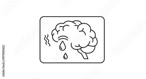 Crying Brain Icon: Mental Health, Sadness, Stress, Emotional Pain, Depression, Burnout