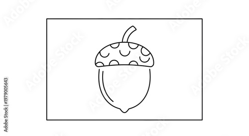Cute Acorn Icon Outline, Simple Autumn Nature Graphic