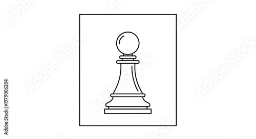 Black and white outline of a chess pawn, simple icon, minimalist design