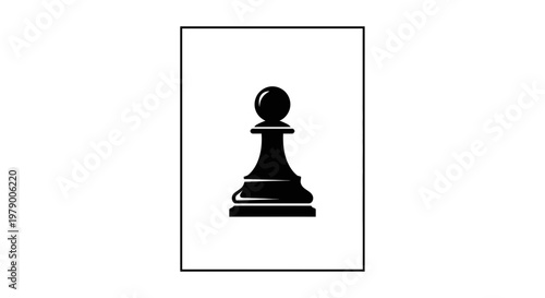 Black Chess Pawn Icon on White Background - Strategic Game Piece