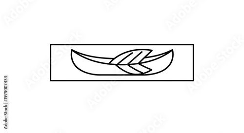 Ancient Egyptian Hieroglyph: Reed Boat with Leaf Symbol