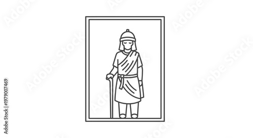 Ancient Roman soldier icon, historical figure, military man illustration, vector art