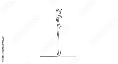 Clean one line drawing of a toothbrush, perfect for promoting dental care, personal hygiene, and health awareness, suitable for various wellness and medical projects.