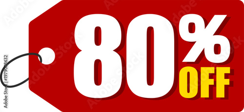 80％オフのセールを表すディスカウントラベル　80 Percent Off Discount Label – Special Offer Sale Tag
