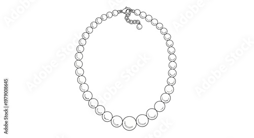 Classic pearl necklace with graduating lustrous beads and a secure clasp, ideal for jewelry design, luxury product showcase, or timeless elegance concepts.