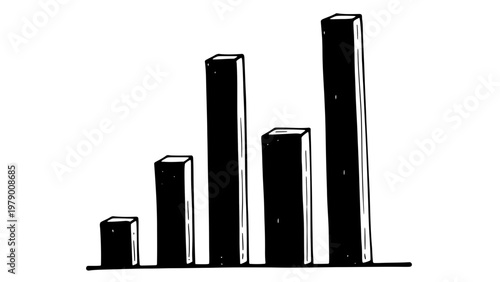 Hand drawn bar chart representing data visualization, progress, and financial trends. Perfect for business, education, and statistical analysis.