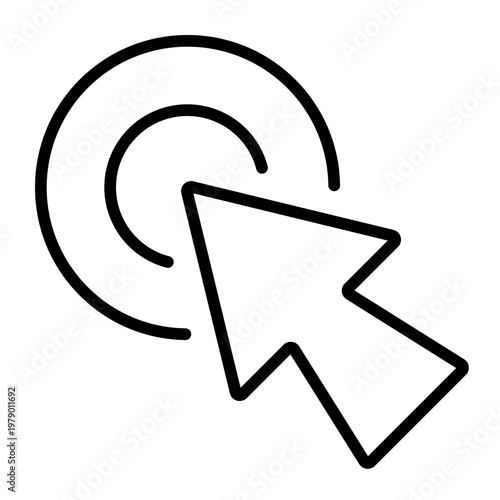 click cursor outline icon. pointer press action. user interaction. interface control