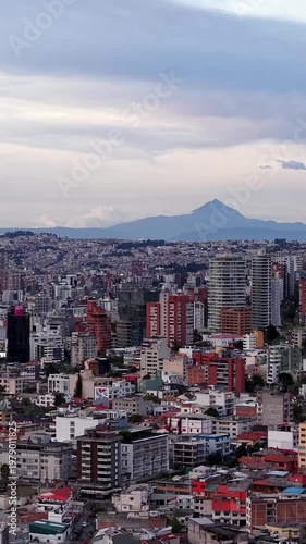 Aerial drone View of Cotopaxi Volcano from Quito Ecuador, Cinematic Drone Landscape of Andes Mountains