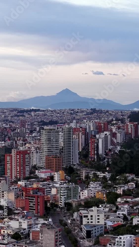 Aerial drone View of Cotopaxi Volcano from Quito Ecuador, Cinematic Drone Landscape of Andes Mountains