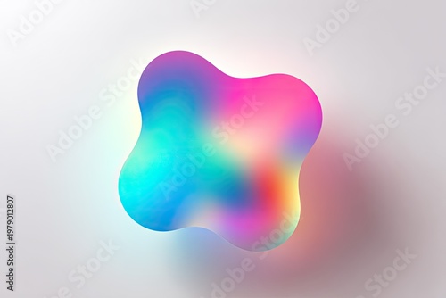 A floating, amorphous shape, gradients of color on a neutral background