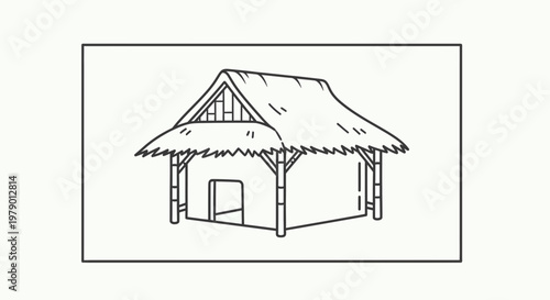 Simple Thatched Hut Dwelling, Tropical Resort Bungalow, Rustic Architecture