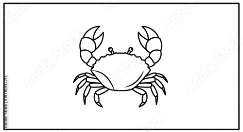 Simple Line Art Crab Illustration - Black and White Seafood Icon