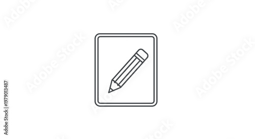 Pencil Icon on Paper Sheet, Edit Symbol, Writing and Creativity Concept