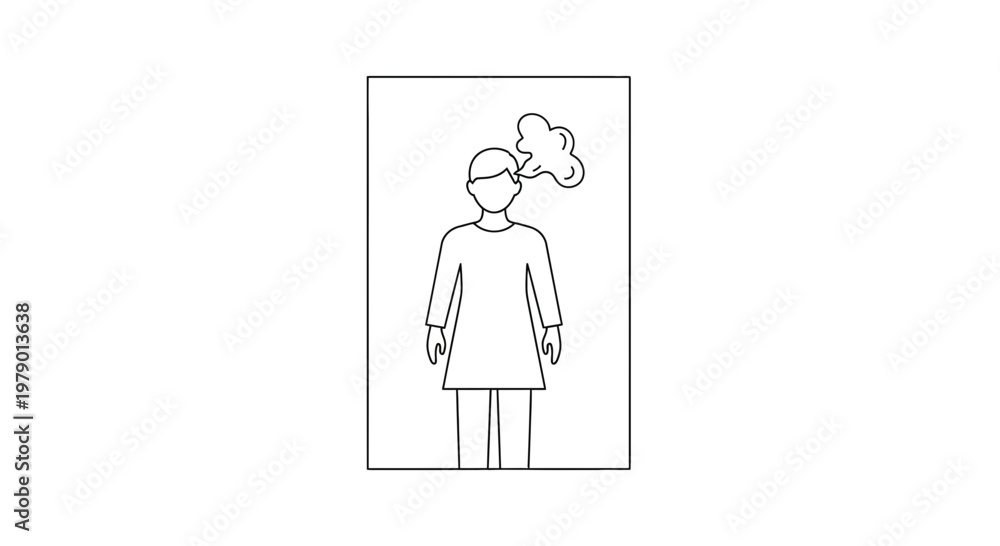 Fototapeta premium Person thinking, speech bubble icon, idea concept, contemplation, brainstorming, mental activity