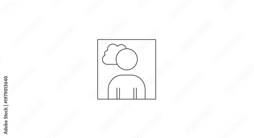 Fototapeta premium Person with cloud icon above head, representing thoughts, ideas, or mental state