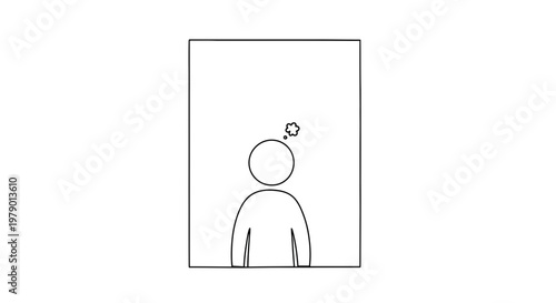 Person Thinking Inside a Frame, Abstract Concept of Thought and Ideas