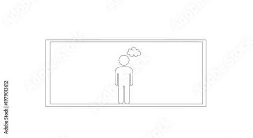 Person thinking with a thought bubble above their head, inside a frame.