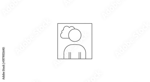 Person with cloud icon above head, representing thoughts, ideas, or mental state