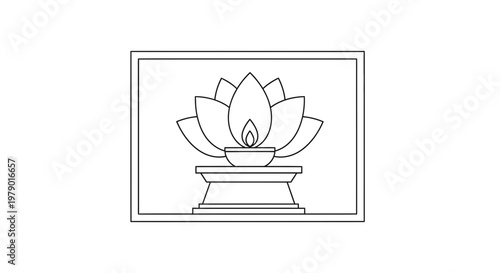 Lotus Flower Oil Lamp Icon, Spiritual Symbol, Meditation, Yoga, Zen, Enlightenment