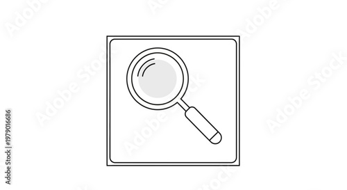 Magnifying Glass Icon in Square Frame, Search Symbol, Investigation Tool
