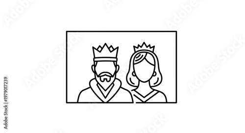 King and Queen Couple Icon Portrait, Royal Family, Monarchy, Love, Leadership