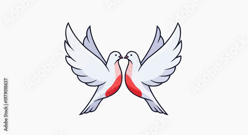 Two Doves in Symbolic Embrace, a portrayal of Love, Peace, and Unity