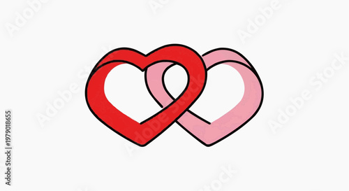 Two interlocked heart shapes symbolize love, connection, and affection, ideal for conveying feelings of romance and togetherness.