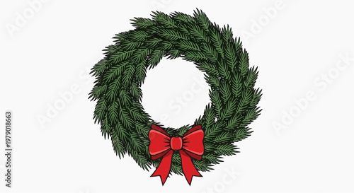 A festive holiday wreath with a bright red bow, capturing the essence of the season's charm and warmth