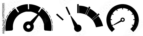 Credit score meter gauge icon set with solid black lines on white background featuring finance, banking, credit rating with vector and illustration