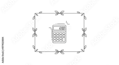 Calculator Icon with Decorative Border: Finance, Accounting, and Calculation Symbol