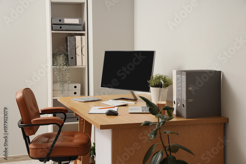 Interior of light office wi...