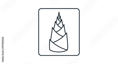 Bamboo Shoot Icon Outline, Fresh Sprout Symbol, Nature Element, Healthy Food Graphic