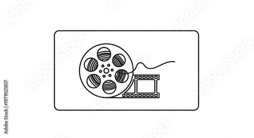Vintage Film Reel and Strip Icon - Classic Cinema and Movie Production Symbol