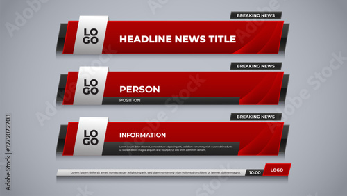 corporate lower third with red color for broadcast media template