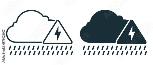Cloud Thunderstorm Warning Icon. Weather Hazard. Vector Illustration